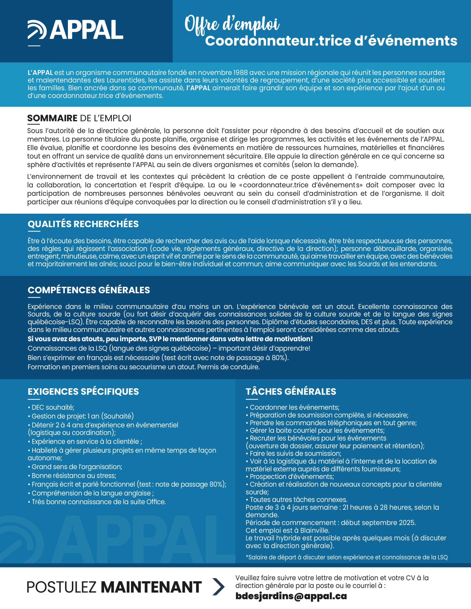 appal offre emploi coordo