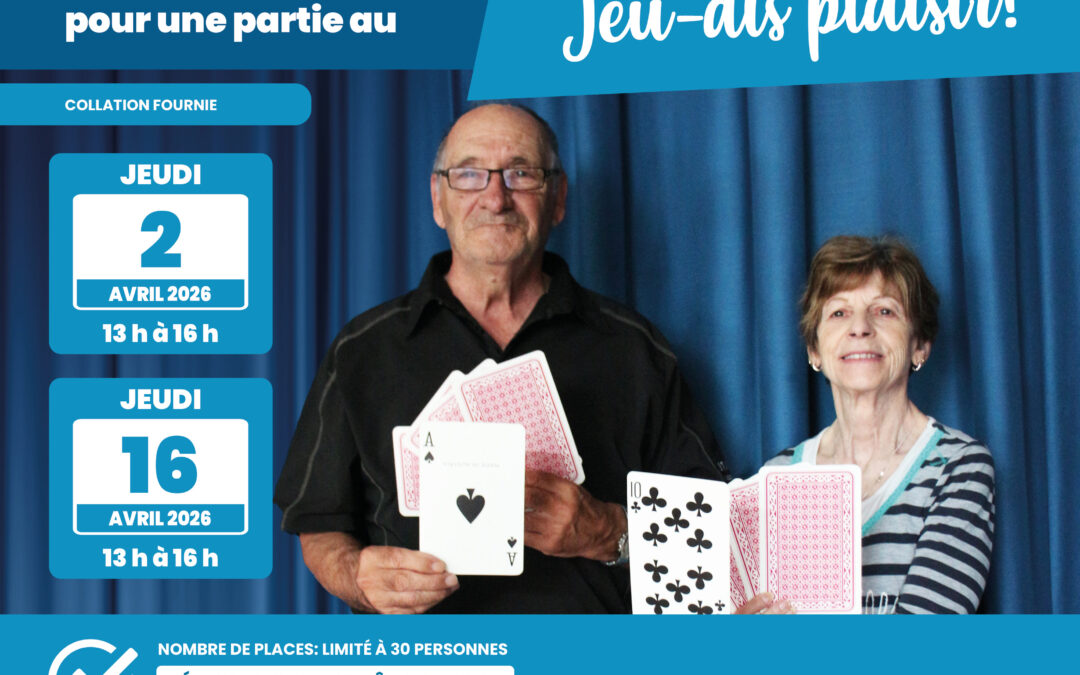 Les Jeu-dis plaisir! – 2 avril 2026